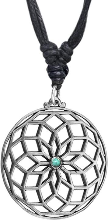 Star Piercing Halskette schwarz Anhänger silber Lotusblume mit Türkis Stein (Messing, Mineralisch)