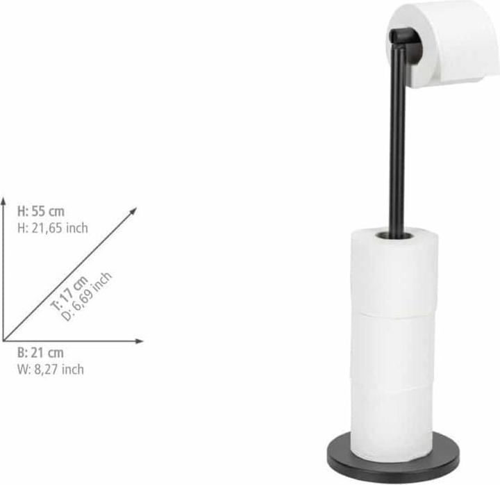 Immagine prodotto Wenko Porta rotolo di carta igienica 2 in 1 nero con porta rotolo di carta igienica, salva-spazio