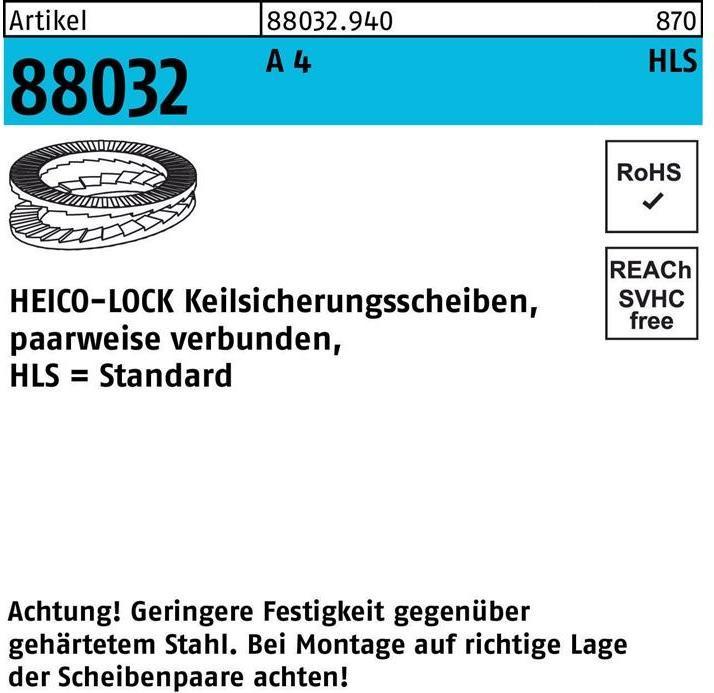 Heico Rondelle de sécurité à coin R 88032 HLS-39S A 4 collée