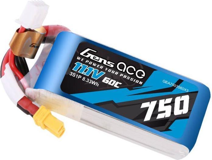 Image du produit Gens Ace 750MAH 11.1V 60C 3S1P LIPO BATTERY PACK WITH XT30 (11.10 V, 750 mAh)