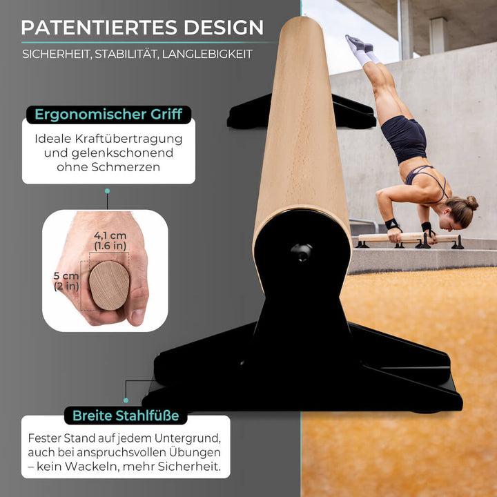 Actual product image Pullup & Dip High-quality wooden parallettes with ergonomic wooden handle (low model)