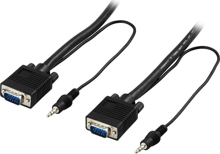 Actual product image Deltaco monitor cable RGB HD15ha-ha utan pin 9 med 3.5mm ljud 3m (3 m)