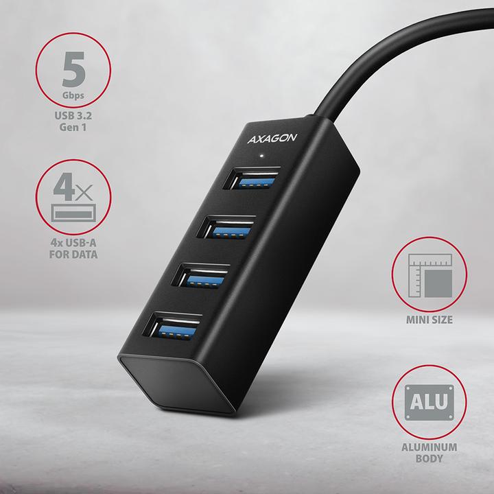 Produktbild Axagon HUE-M1C Superspeed USB-C Mini Hub, 4x USB 3.0 (USB-C, 4 Ports)