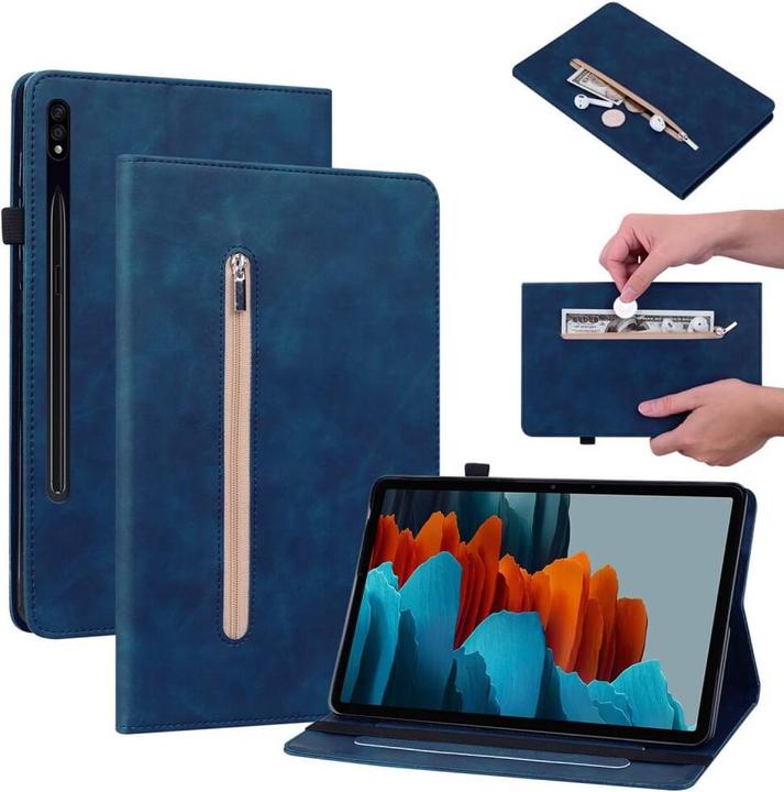 Produktbild Cover-Discount Galaxy Tab S9+ - Schutzhüllle mit Zipper Tasche blau (Galaxy Tab S9+, Galaxy Tab S10+, Galaxy Tab S9 FE)