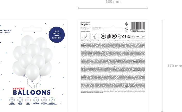 Produktbild Partydeco Strong Balloons 27cm, Pastel Pure White (1 pkt / 10 pc.) (10 x)