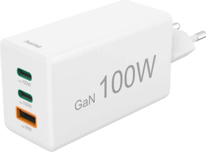 Hama Schnellladegerät GaN, 2x USB-C PD, 1x USB-A Q (100 W)
