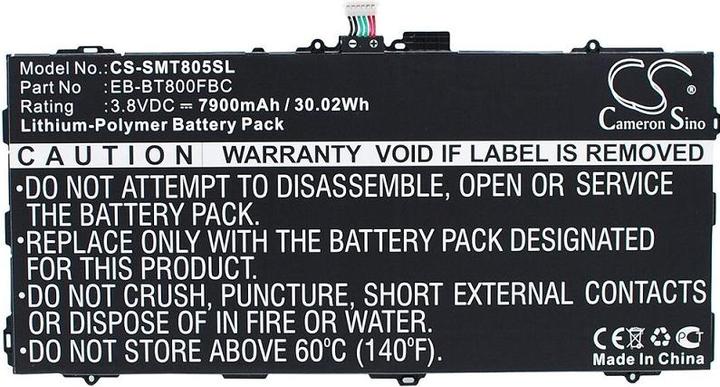 Image du produit NoName Batterie EB-BT800FBE pour Samsung Galaxy Tab S 10.5, 3.8V, 7900mAh