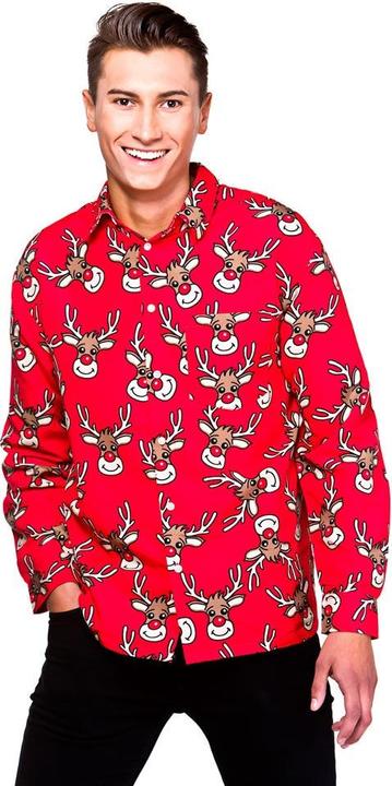 Produktbild Wicked Costumes Weihnachts Hemden mit Rentier Druck in Rot (S)