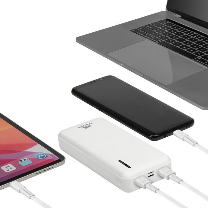 Produktbild Rivacase POWER BANK USB 20000 mAh/VA2572 Baltas (20000 mAh, 20 W, 20000 Wh)
