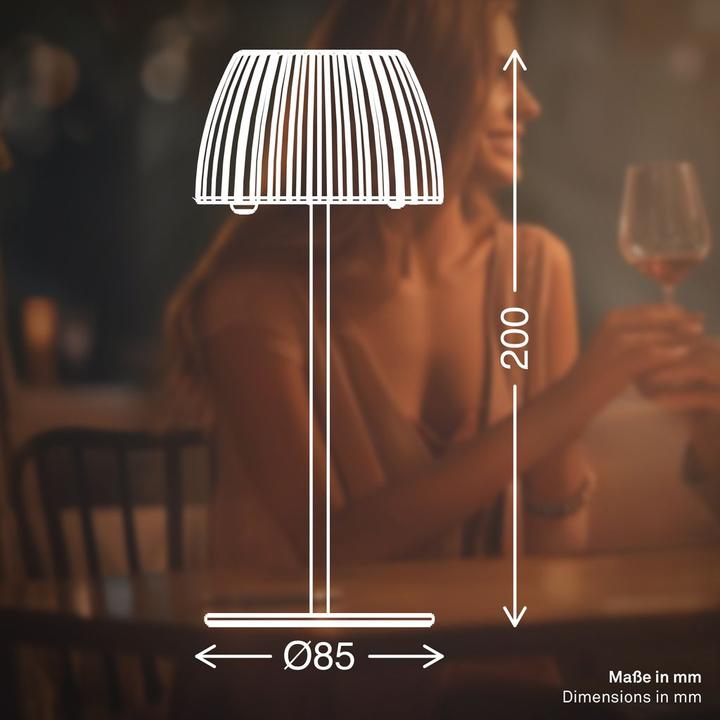 Produktbild Briloner Brilo unplugged RIFFLE Akku Mini Tischleuchte mit Lichtkante - Orange (150 lm)