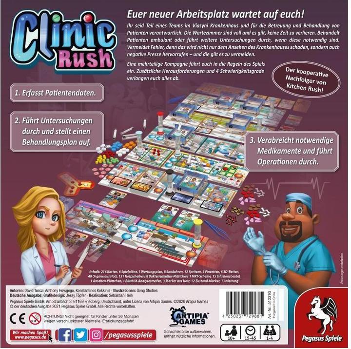 Produktbild Pegasus 51231G - Clinic Rush - Brettspiel, für 1-4 Spieler ab 10 Jahren (DE-Ausgabe) (Deutsch)