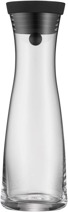 WMF Wasserkaraffe 1l Glaskaraffe Karaffe Basic Kippdeckel schwarz (1 l)