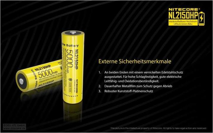 Actual product image Nitecore Li-Ion Akku Typ 21700 - 5000mAh - NL2150HP