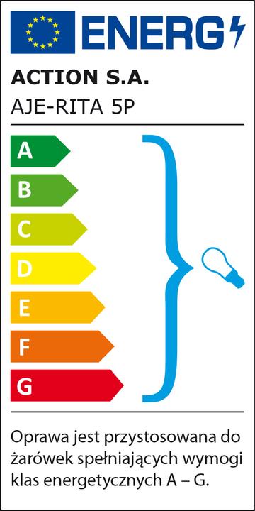 Energy Label Activejet Ceiling lamp AJE-RITA 5P E27 Patina (E27)