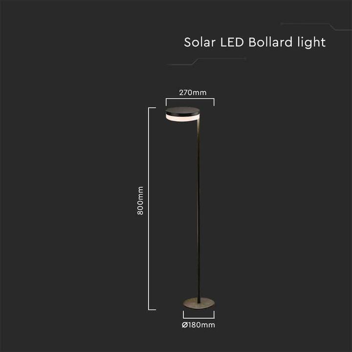 Produktbild V-TAC Solar LED-Poller-Aussenleuchte VT-1137, 2 W, 3000 K, IP54, schwarz (IP54)