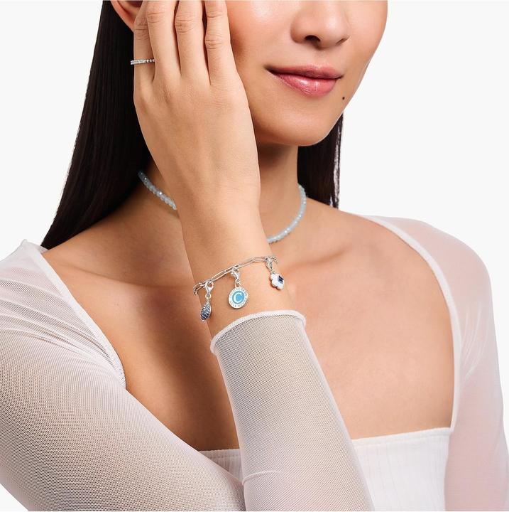 Thomas Sabo Member Charm türkiser Charmista Coin Silber (Emaille, 925er Silber)