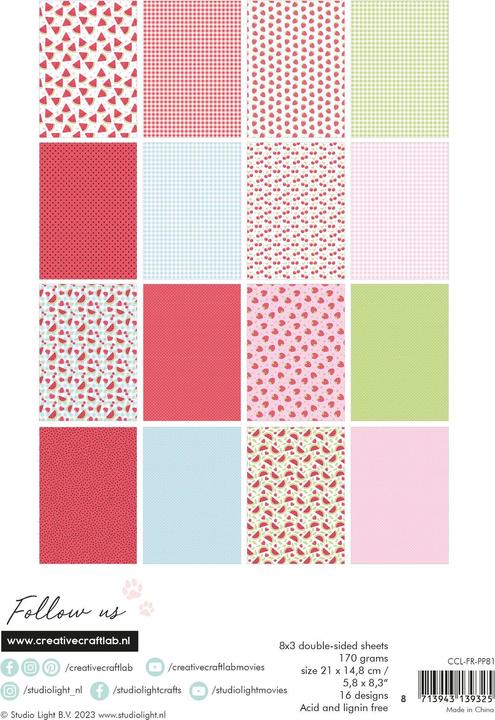 Actual product image art by marlene Designpaper "Fruity garden" Friendz (170 g/m², 24 x)