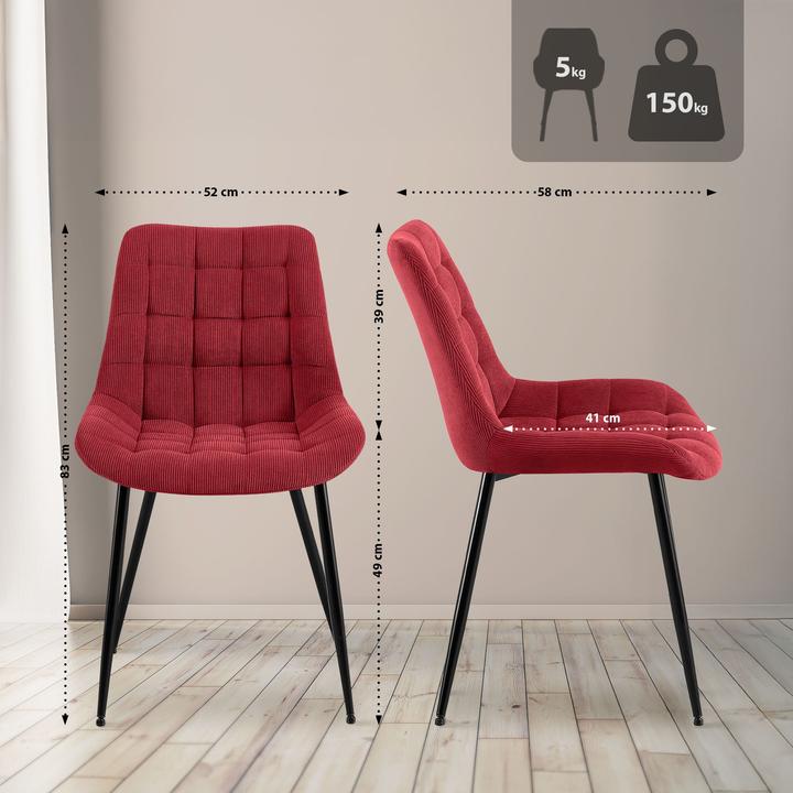 Actual product image CLP Sardna dining chair upholstered in corduroy with backrest