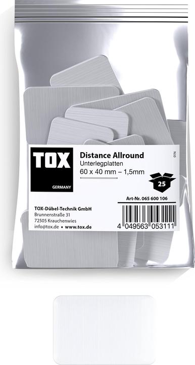 Produktbild Tox Unterlegplatten 60x40 mm Distance Allround 1,5 mm (25 Stk.) (25 Stk.)