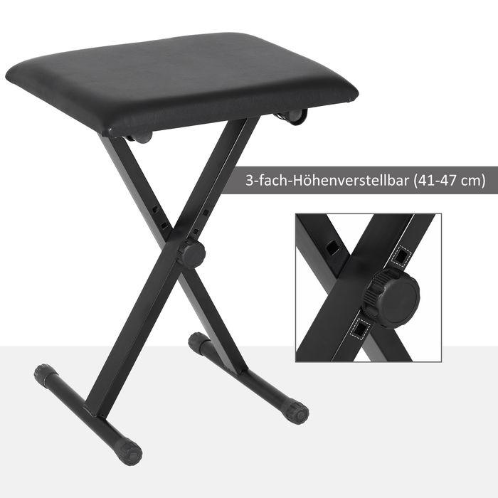 Produktbild Swisshandel24 Klavierhocker Klavierbank kosmetischer Hocker Höhenverstellbar zusammenklappbar Metall Kunstleder Sc (Musikerstuhl)