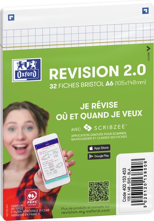 Oxford Schede bristol REVISION 2.0, A6, bianco (A6, 250 g/m², 32 x)