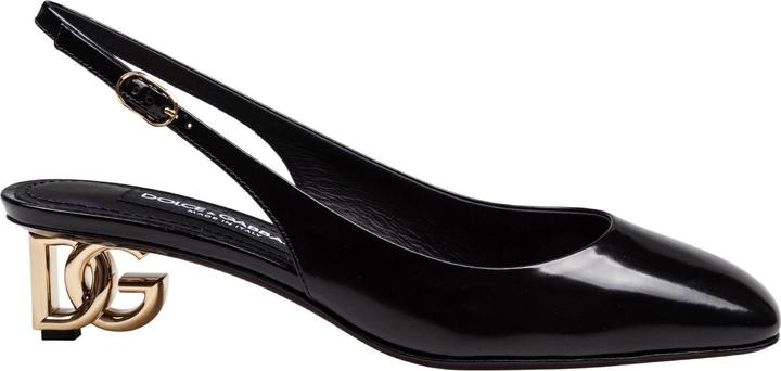 Actual product image Dolce & Gabbana slingback in black patent leather with dg heel (40)