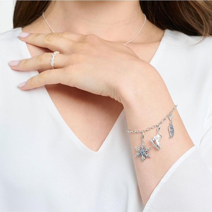 Produktbild Thomas Sabo Charm-Anhänger Phönix Feder mit Blauen Steinen Silber (925er Silber)