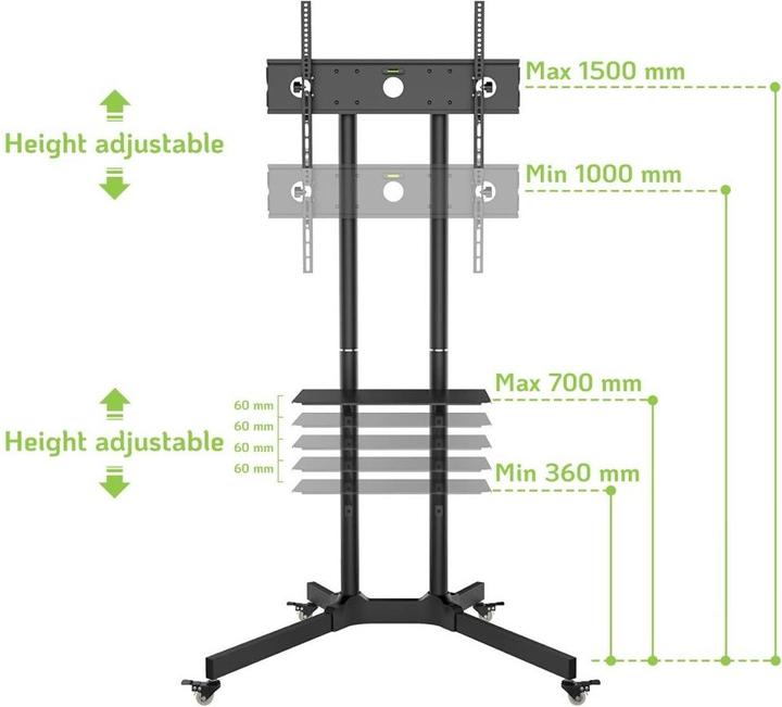 Produktbild Techly ICA-TR6 TV-Rollwagen (65", 60 kg)
