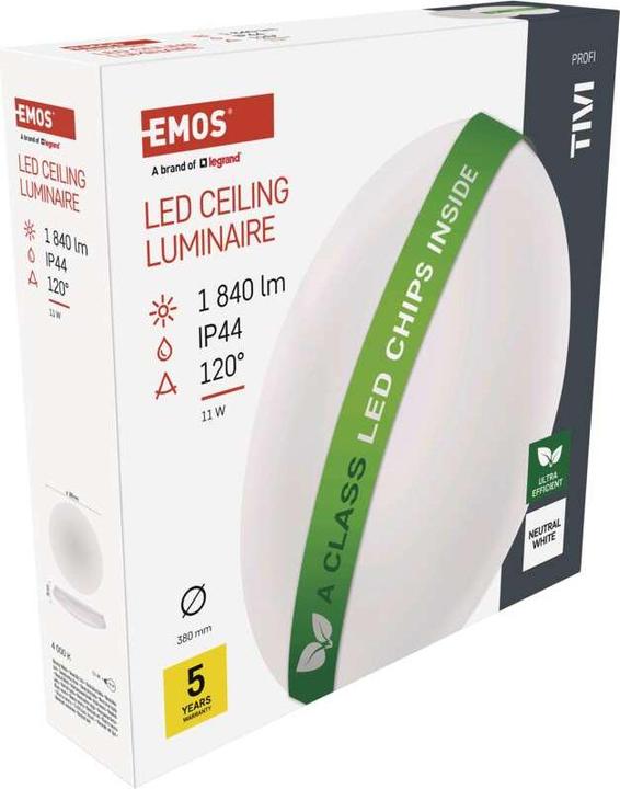 Image du produit Emos Plafonnier à LED TIVI, rond blanc 11W, IP44, neutre blanc (1840 lm)