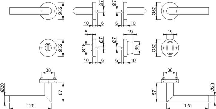 Actual product image Hoppe Rosette set Amsterdam E1400/42H/42HKVS stainless steel F69 round RWSK/OL DIN left / right D/D (Door handle)