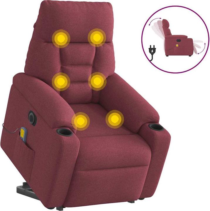 Immagine prodotto VidaXL Poltrona massaggiante elettrica con ausilio per l'assistenza in piedi in tessuto rosso vino
