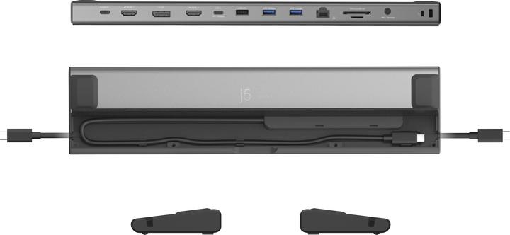 Actual product image j5Create JCD554 USB4® Triple 4K Display Docking Station, Black, Wired, USB4, 85 W, 10,100,1000 Mbit/ (USB-C, 4 Ports)