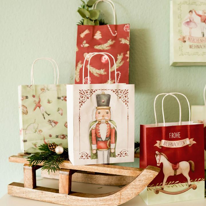 Produktbild Papierdrachen 6 bunt bedruckte Geschenktüten – Nussknacker (Geschenktüte, 6 x)