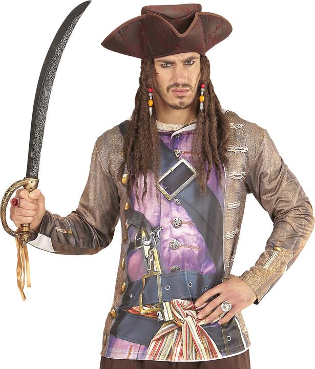 Image du produit Widmann Tricorne pirate en cuir avec des cheveux
