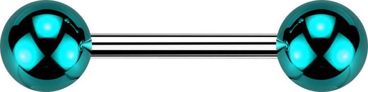 Star Piercing Barbell silber mit zwei Kugeln glasbeschichtet blau (Acryl, ohne Messing, Chirurgenstahl 316L)