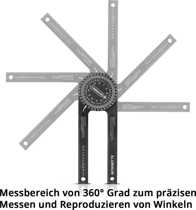 Produktbild Stahlwerk Winkelmesser 360° Grad Aluminium Gehrungswinkelmesser