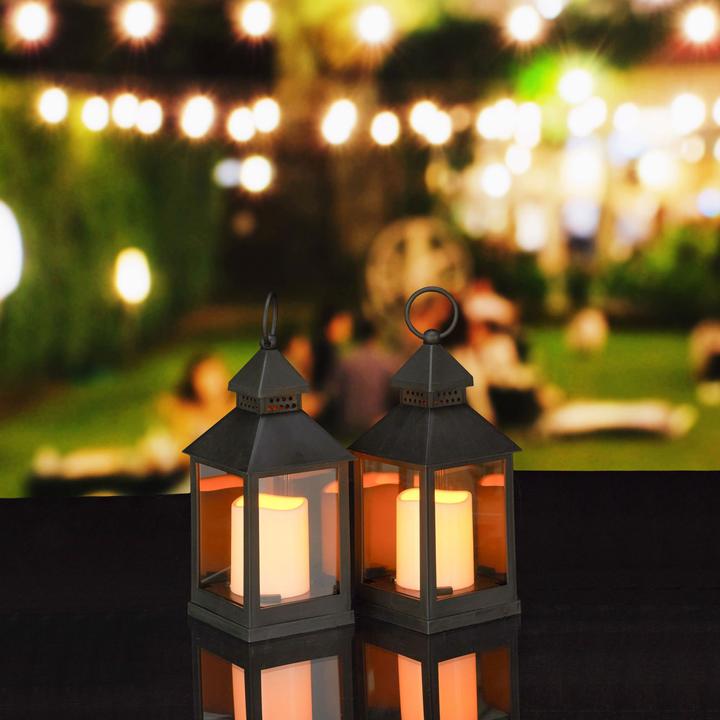 Actual product image Relaxdays Lantern with LED decorative candle, set of 4 (23 x 10 x 10 cm, 4 x)