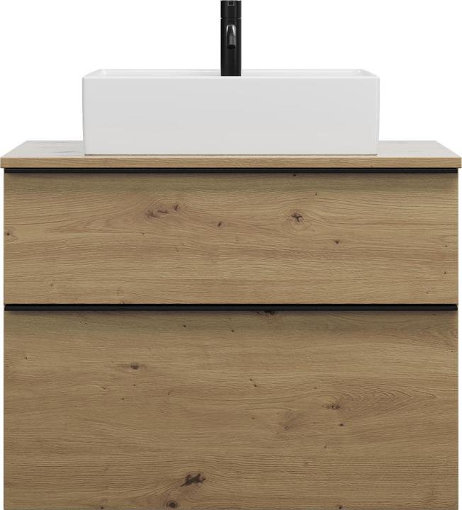 burgbad Eqio ceramic countertop washbasin center, square, including vanity unit, width 600m