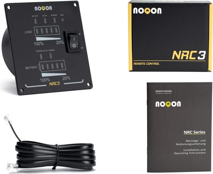 Actual product image Noqon NRC3 remote control with charge level indicator for inverter