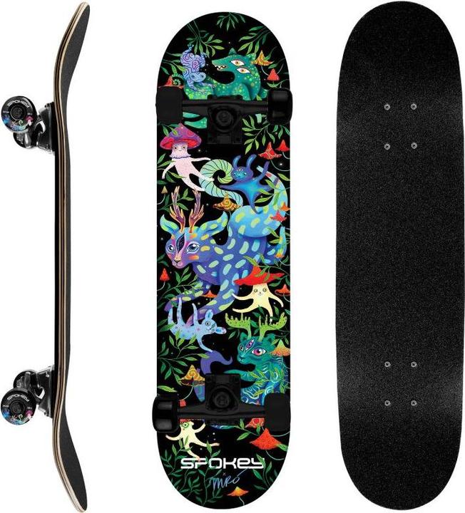 Spokey Skateboard mit leuchtenden Ollie-Grafiken