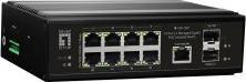 Actual product image LevelOne Switch 10 Port Gigabit PoE DIN-Rail,-40°C to 75°C (8 Ports)