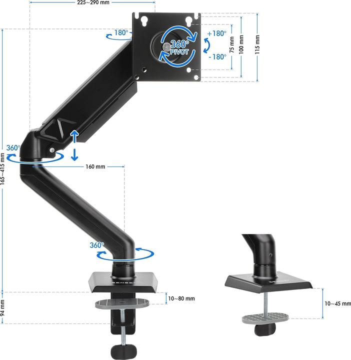 Produktbild Sense7 Monitor arm Hang (Tisch, 32")