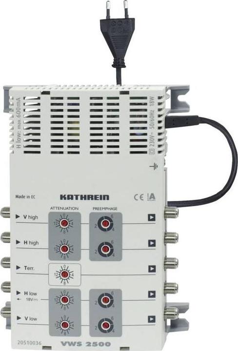 Image du produit Kathrein Commutateur multiple SAT VWS 2500 Entrées (commutateur multiple) : 5 (4 SAT/1 terrestre) (Multi commutateur)