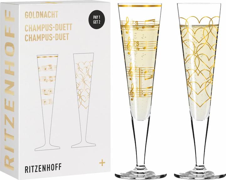 Ritzenhoff Champagnergläser Goldnacht (20.50 cl, 2 Gläser, Sektgläser)
