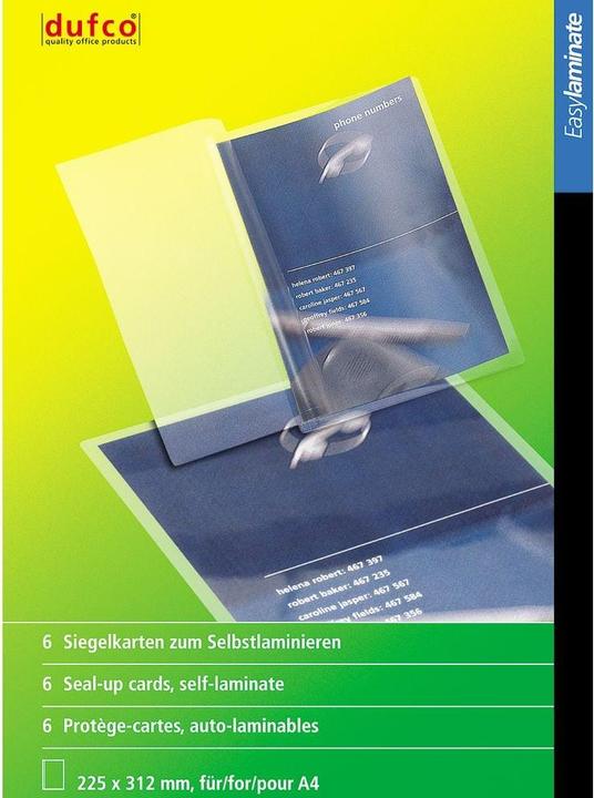 Produktbild Dufco Selbstlaminierfolien Easylaminate (A4, 6 Stück, 100 µm)