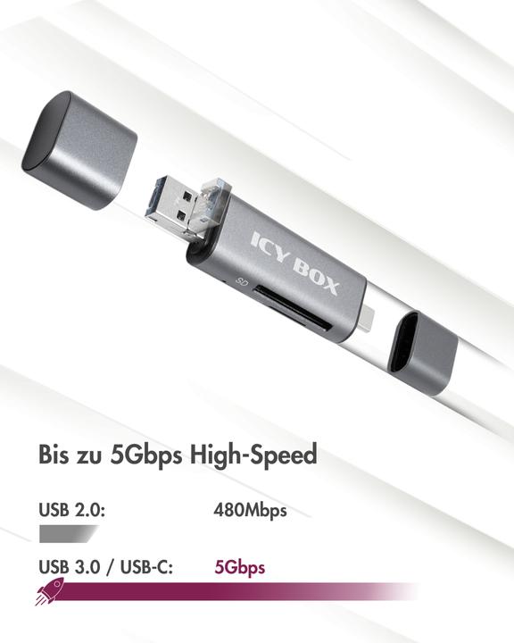 Produktbild Icy Box Card Reader Extern IB-CR201-C3 (Micro USB, USB, USB-C)