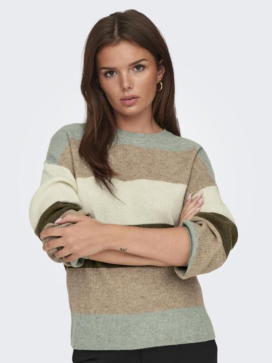 Produktbild Only Rundhals Gerippte Ärmelbündchen Tief angesetzte Schulter Pullover Strickpullover (XL)