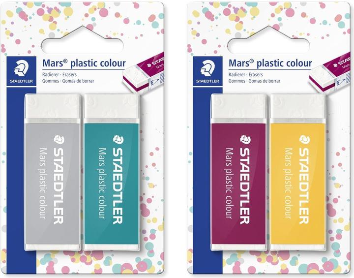 Actual product image Staedtler Mars plastic colour 526 50 E1 Eraser Blister card with 2 erasers