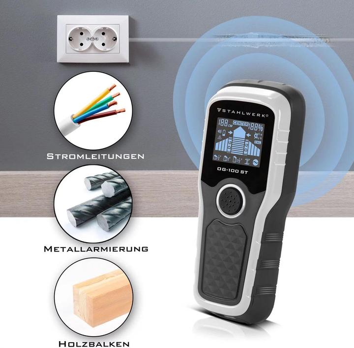 Produktbild Stahlwerk Ortungsgerät OG-100 ST Wandscanner, Metalldetektor, Leitungssucher