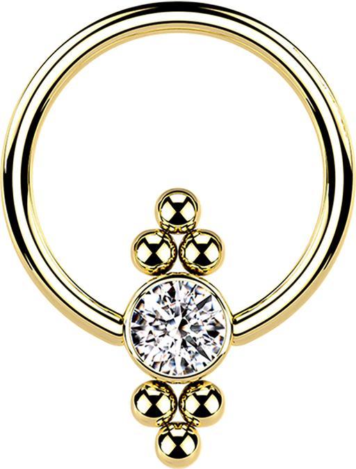 Star Piercing Ball Closure Ring vergoldet Scheibe Kristall und Kugeln (Chirurgenstahl 316L, ohne Messing)